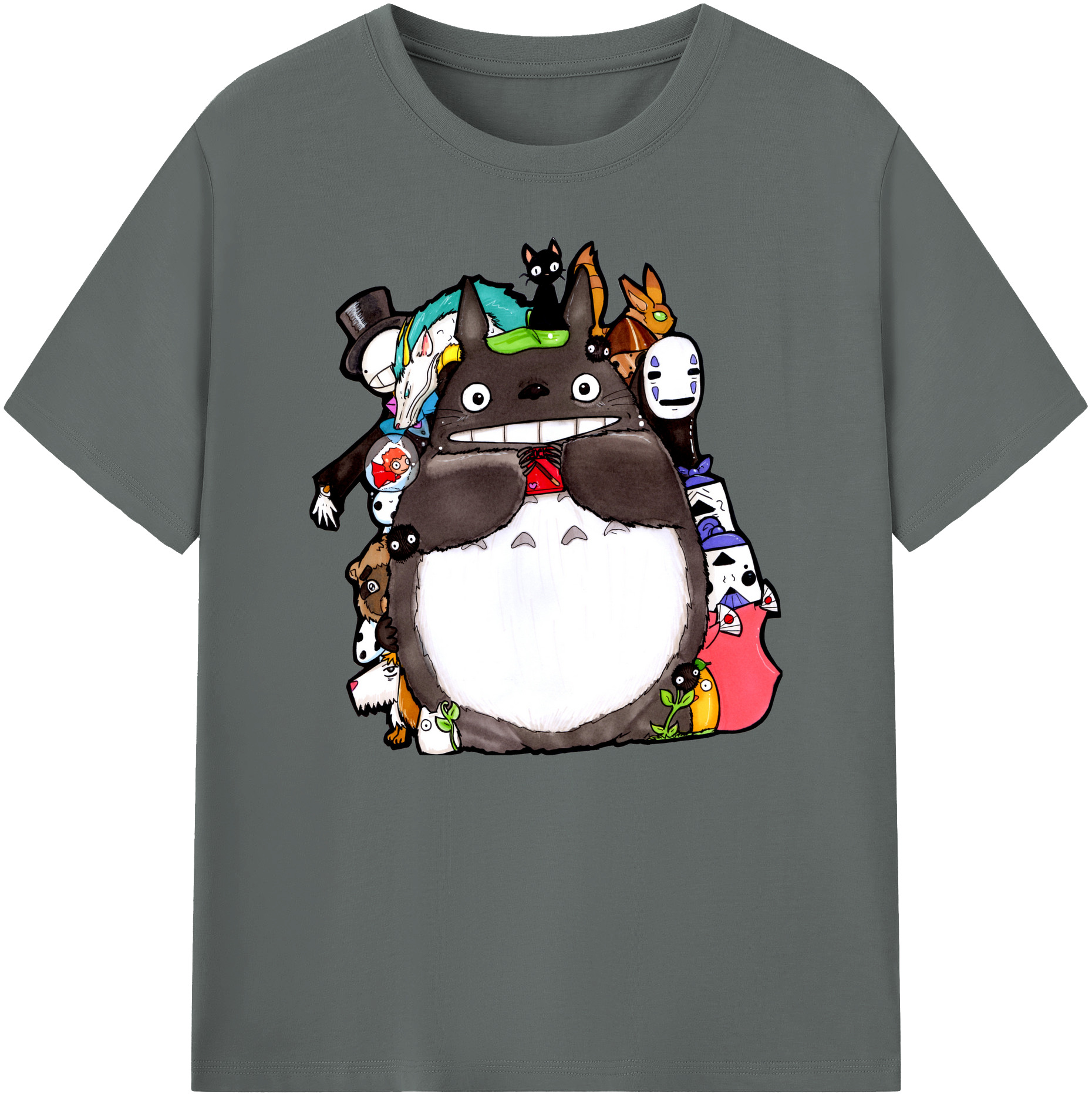 （画像用） となりのトトロ 草壁メイ 草壁サツキ My Neighbor Totoro Satsuki Kusakabe Mei Kusakabe 綿100％ メンズ半袖Tシャツ｜肌触りやわらか＆通気性